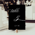 Romantic Calligraphy Wedding Number 5, Black Table Number<br><div class="desc">Table 5. Please check all available numbers. | Romantic and elegant swirly calligraphy wedding table number with initials.  For more advanced customisation of this design,  please click the BLUE DESIGN TOOL BUTTON above!</div>