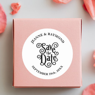 Romantic Calligraphy Wedding Save the Date  Classic Round Sticker
