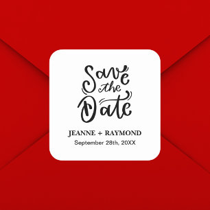 Romantic Calligraphy Wedding Save the Date Square Sticker