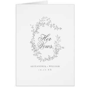 Romantic Calligraphy Wedding Vow Card Book Her