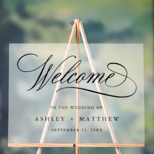 Romantic Calligraphy Wedding Welcome Frosted Acrylic Sign