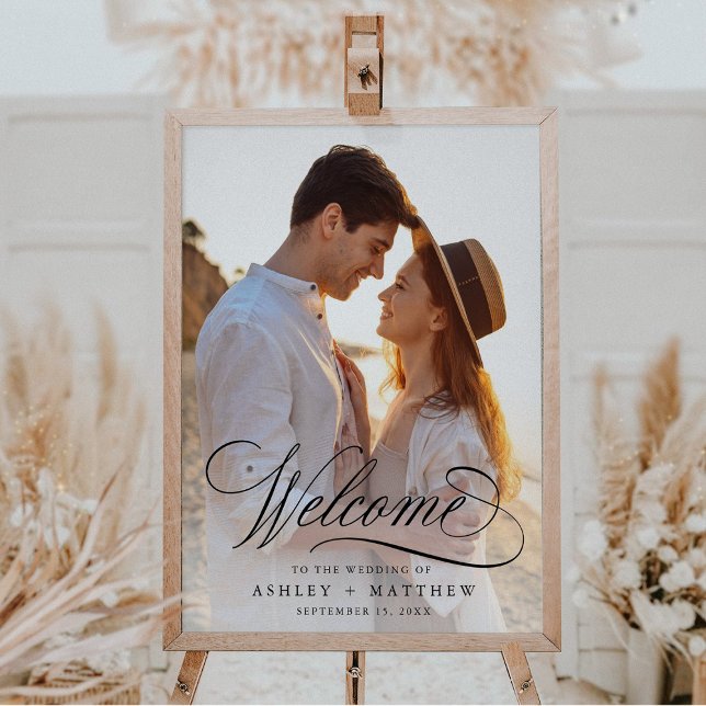 Romantic Calligraphy Wedding Welcome Photo Sign (Creator Uploaded)