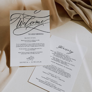 Romantic Calligraphy Welcome Letter & Itinerary