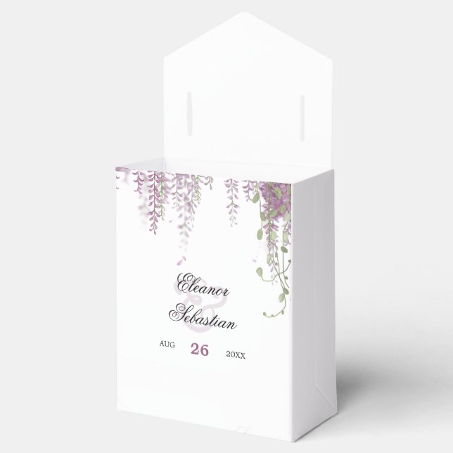 Romantic Calligraphy Wisteria Wedding  Favour Box (Opened)