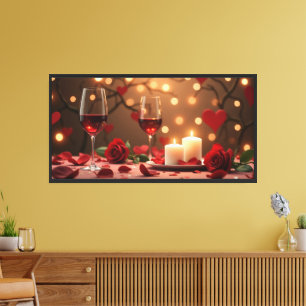 Romantic Candlelight Wine Canvas Print