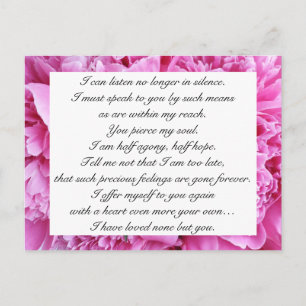 Romantic Candy Pink Floral Jane Austen Love Quote Postcard