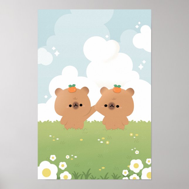 Romantic Capybara Couple Poster (Front)
