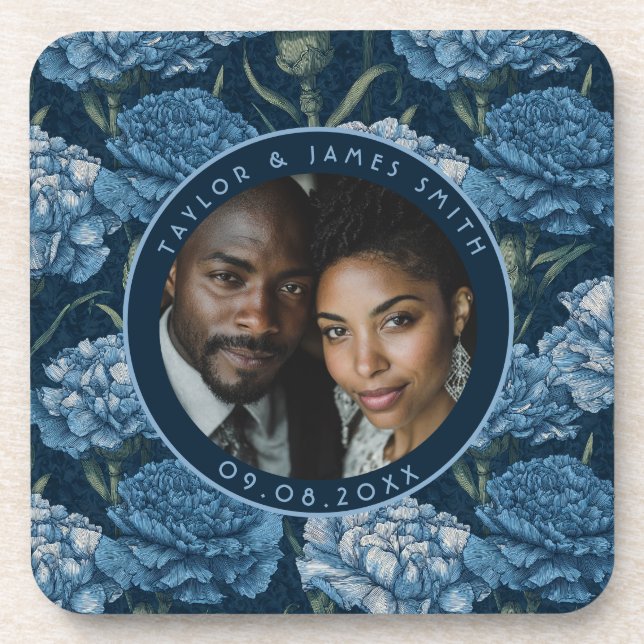 Romantic Carnation Petal Vintage Wedding Coaster (Front)