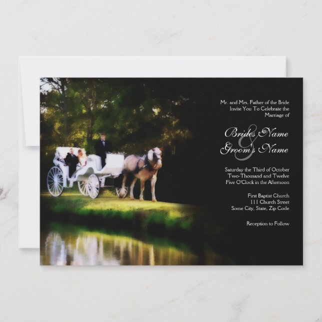 Romantic Carriage Horse Wedding Invitation (Front)