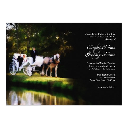 Romantic Carriage Horse Wedding Invitation