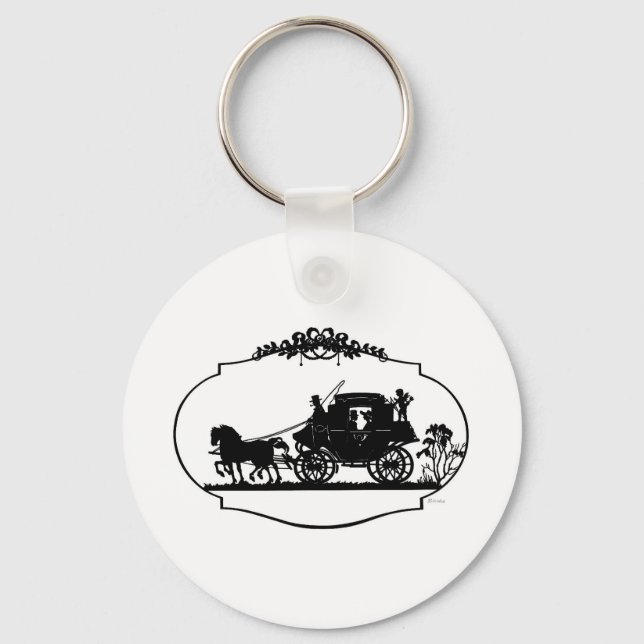 Romantic Carriage Sillhouette Key Ring (Front)
