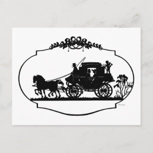 Romantic Carriage Sillhouette Postcard
