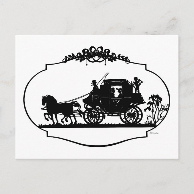 Romantic Carriage Sillhouette Postcard (Front)