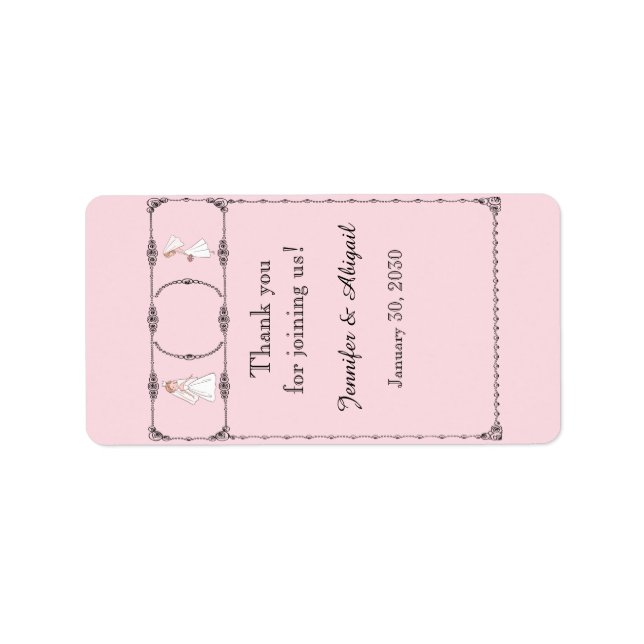 Romantic Cartoon Brides Wedding Lip Balm Label (Front)