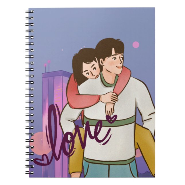 Romantic Cartoon Notebook - Cute Couple  (Front)