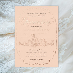 Romantic Castle Fantasy Quinceañera Gold