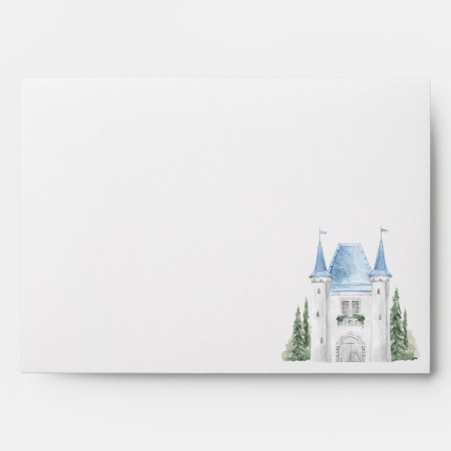 Romantic Castle Watercolor Illustration Wedding  Envelope (Front)