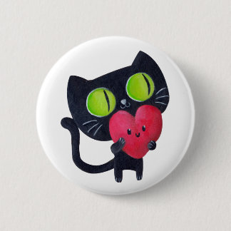 Romantic Cat - custom text - 6 Cm Round Badge