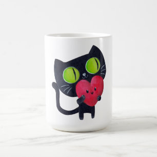 Romantic Cat hugging Red Cute Heart Coffee Mug