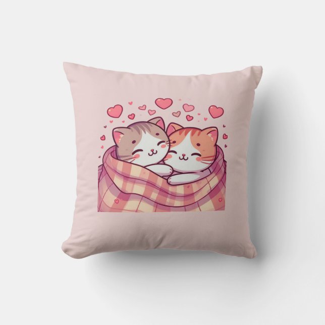 Romantic Cats, Happy Valentines Day Cushion (Front)