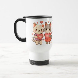 Romantic Cats Heart Travel Mug
