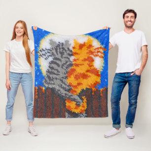 Romantic Cats Latch Hook Fleece Blanket