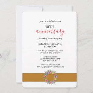 romantic celebration 50th anniversary wedding invitation