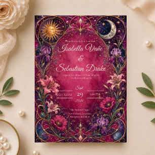 Romantic Celestial Art Nouveau Wedding Invitation
