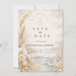 Romantic Celestial Beach Wedding Save The Date