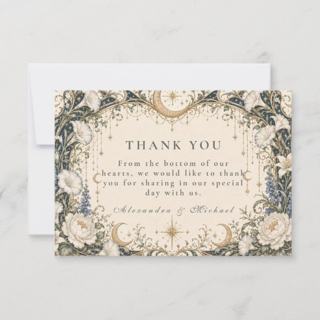Romantic Celestial Garden Wedding Thank You Card (Front)