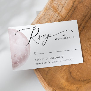 Romantic Celestial Pink Blush Moon   Boho Wedding RSVP Card