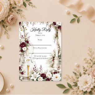 Romantic Cello Garden Elegance Wedding RSVP Card