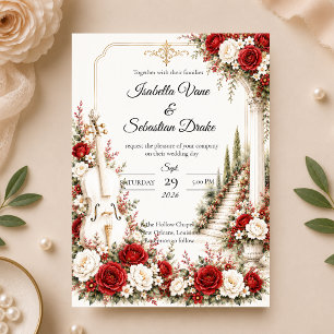 Romantic Cello Staircase Elegance Wedding Invitation