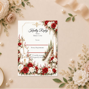 Romantic Cello Staircase Elegance Wedding RSVP Card