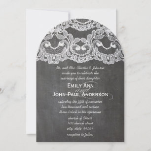 Romantic Chalkboard and Lace Elegant Wedding Invitation