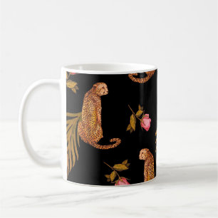 Romantic cheetahs: watercolor seamless pattern. coffee mug