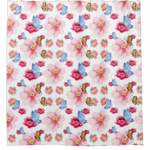 Romantic cherry blossom wallpaper shower curtain