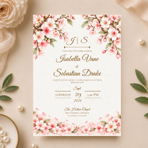 Romantic Cherry Blossom Wedding Invitation