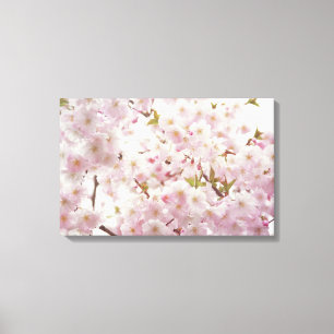 Romantic Cherry Blossoms and Little Bee Canvas Print