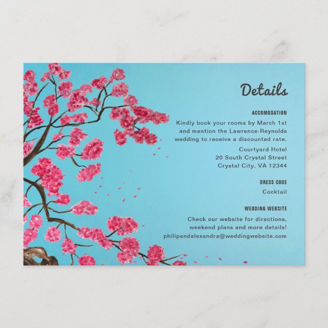 Romantic Cherry Blossoms Details Enclosure Card (Front)