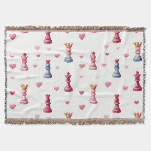 Romantic Chess Hearts Pattern Throw Blanket