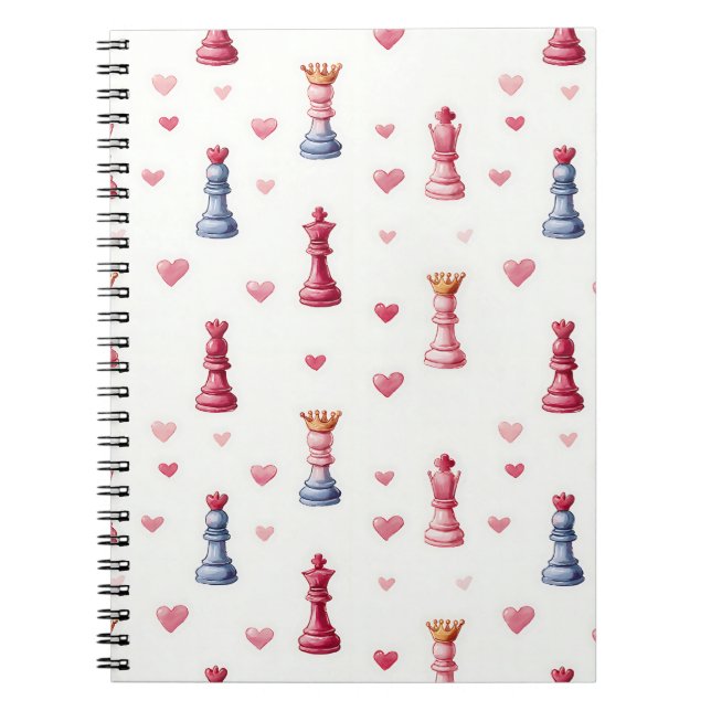Romantic Chess Hearts Valentine's Day Notebook (Front)