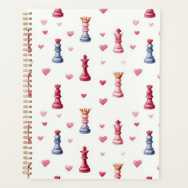 Romantic Chess Hearts Valentine's Day Planner (Front)