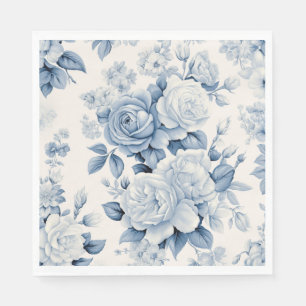 Romantic Chic Antique Dusty Blue Roses Napkin