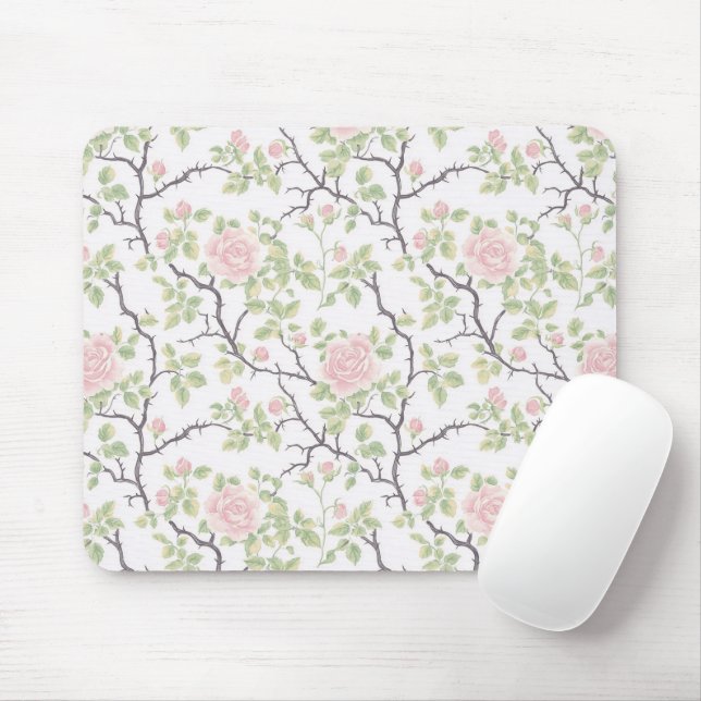 Romantic Chic Blush Pink Flowers Mouse Mat (With Mouse)