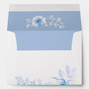 Romantic Chic Classic Blue Floral Envelopes