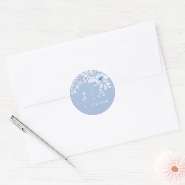 Romantic Chic Classic Blue Floral Sticker & Labels (Envelope)
