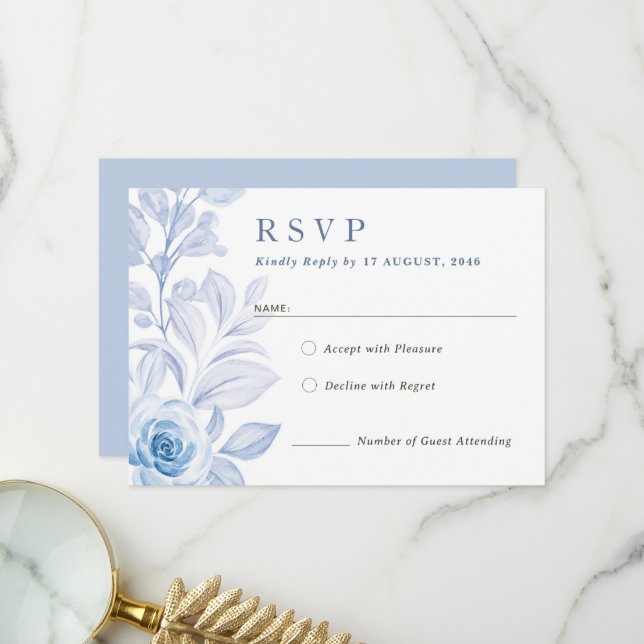 Romantic Chic Classic Floral Wedding RSVP Card (Front/Back In Situ)