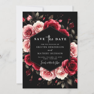 Romantic Chic Crimson Red Wedding Save The Date