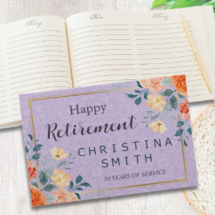 Romantic Chic Floral Watercolor Retirement Party Guest Book